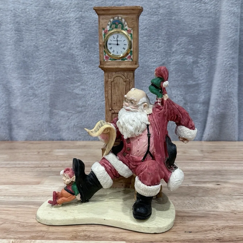 Howard Miller Christmas Clock Checkin It Twice 1995‎ Limited Edition Vtg Santa